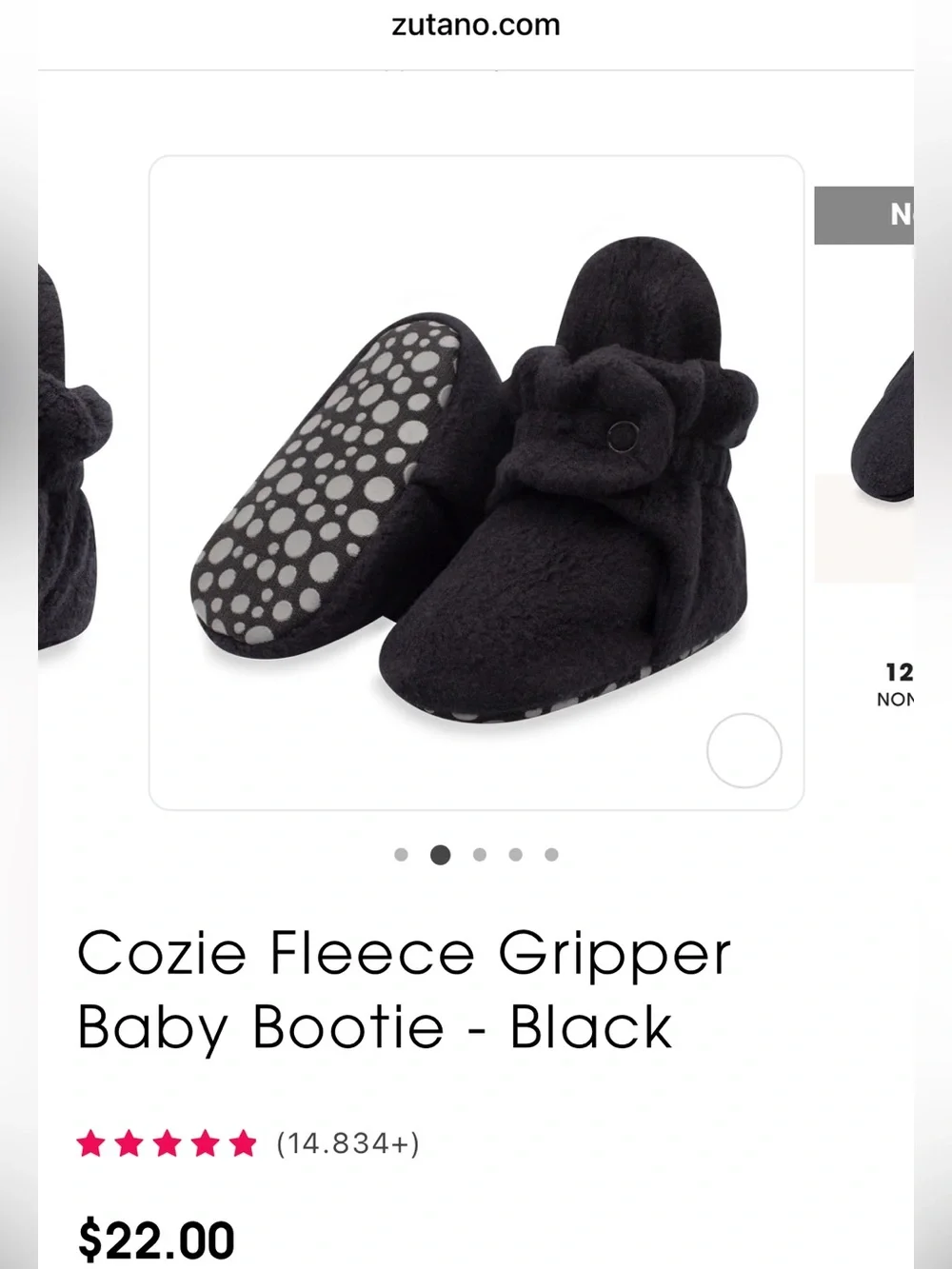 Zutano Cozie Fleece Gripper Baby Booties - Black
